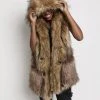 SpiritHoods LLC Golden Jackal Hooded Faux Fur Vest | Women's