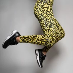 SpiritHoods LLC COLORFUL PARTY ANIMALS Neon Yellow Cheetah Velvet Leggings | Women's 12 SpiritHoods LLC COLORFUL PARTY ANIMALS Neon Yellow Cheetah Velvet Leggings | Women's