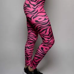 SpiritHoods LLC Neon Pink Zebra Velvet Leggings | Women's 12 SpiritHoods LLC Neon Pink Zebra Velvet Leggings | Women's