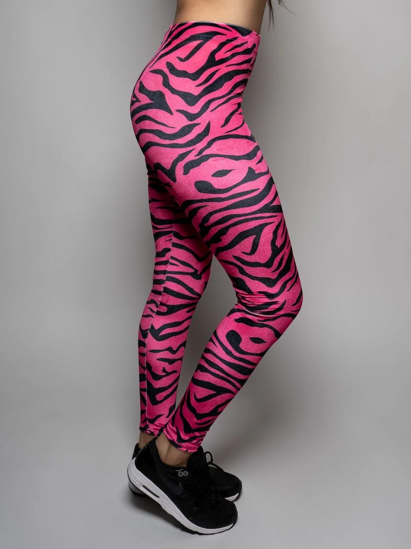 SpiritHoods LLC Neon Pink Zebra Velvet Leggings | Women's 5 SpiritHoods LLC Neon Pink Zebra Velvet Leggings | Women's