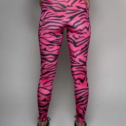 SpiritHoods LLC Neon Pink Zebra Velvet Leggings | Women's 10 SpiritHoods LLC Neon Pink Zebra Velvet Leggings | Women's