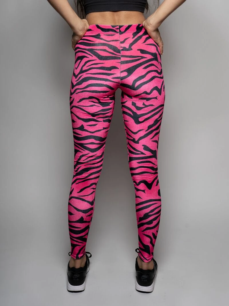 SpiritHoods LLC Neon Pink Zebra Velvet Leggings | Women's 3 SpiritHoods LLC Neon Pink Zebra Velvet Leggings | Women's