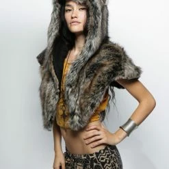 SpiritHoods LLC FESTIVAL Dire Wolf Faux Fur Shawl | Women's