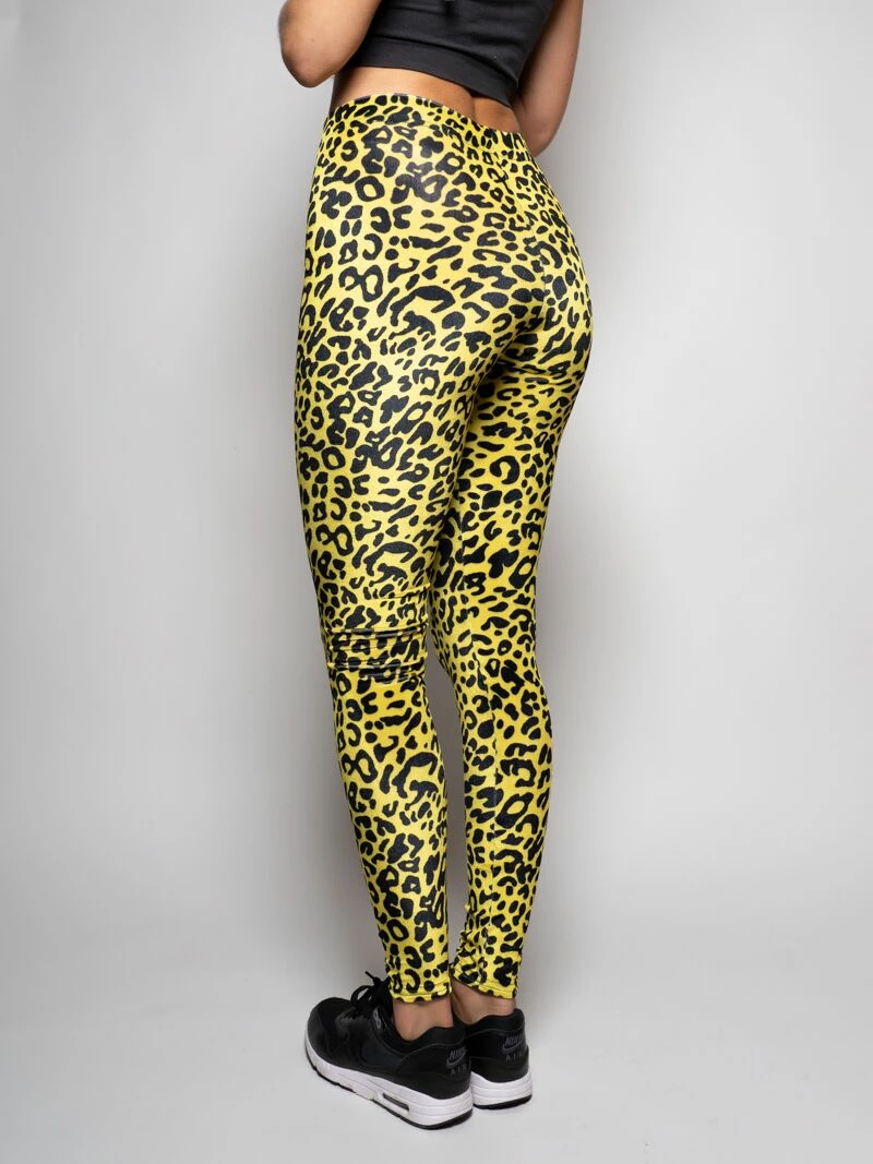 SpiritHoods LLC COLORFUL PARTY ANIMALS Neon Yellow Cheetah Velvet Leggings | Women's 7 SpiritHoods LLC COLORFUL PARTY ANIMALS Neon Yellow Cheetah Velvet Leggings | Women's
